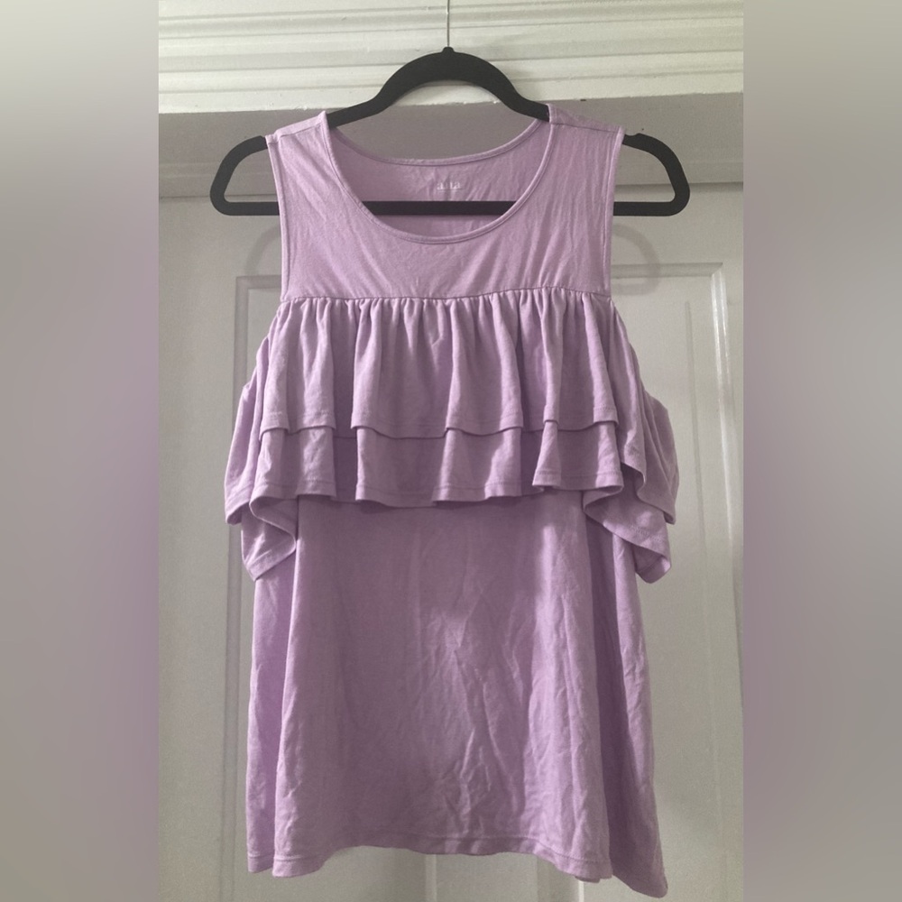 a.n.a. Women's Purple Ruffled Tiered Tank Top Size Large